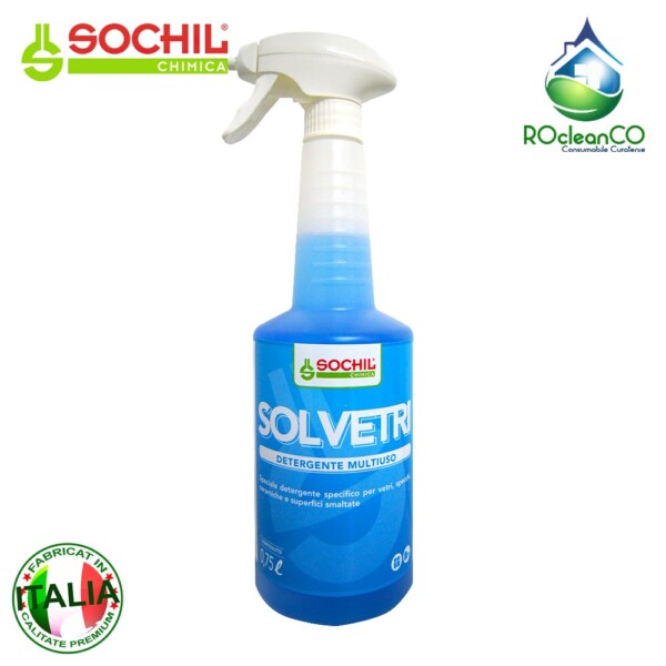 Cauti Detergent profesional geamuri - Solvetri SOCHIL 750ML, pe globalpacking gasesti detergenti profesionali, consumabilecuratenie si articolemenaj premium la preturi de producator marca rocleanco