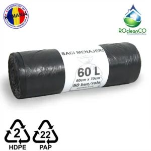 Saci menajeri Negri 60x70Cm Promo HDPE 60 litri 50buc