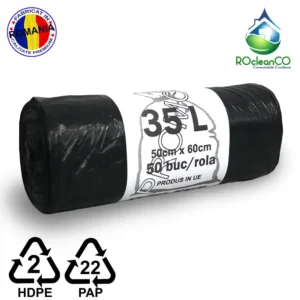 Saci menajeri Negri 50x60Cm Promo HDPE 35 litri 50buc/rola