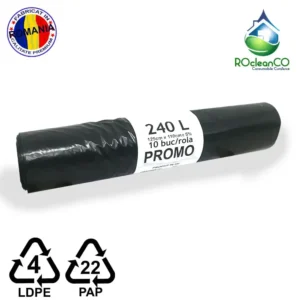 Saci menajeri Negri 125x110Cm Promo LDPE 240 litri 10buc