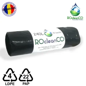 Saci menajeri Negri 125x110Cm ROcleanCO LDPE 240 litri 10buc