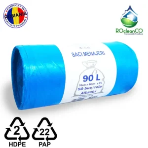 Saci menajeri Albastri 70x90Cm HDPE 90 litri 50buc