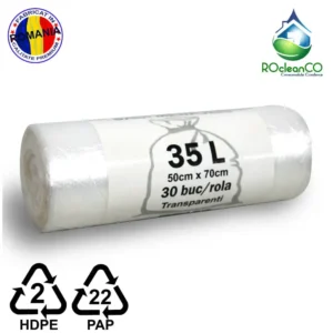 Saci menajeri Transparenti 50x70Cm HDPE 35 litri 30buc/rola
