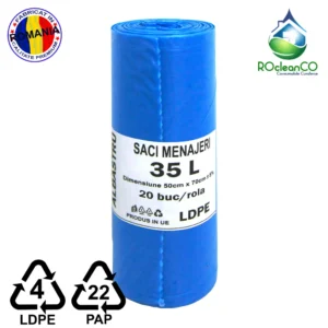 Saci menajeri Albastri LDPE 35 litri 20buc