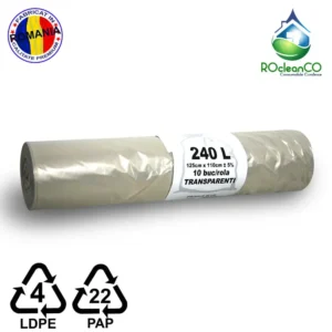 Saci menajeri Transparenti 110x125Cm LDPE 240 litri 10buc