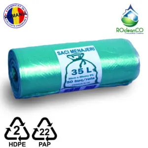 Saci menajeri Albastri 50x60Cm Promo HDPE 35litri 50buc/rola