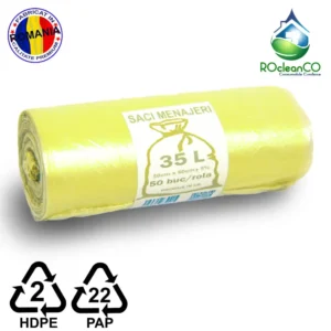 Saci menajeri Galbeni 50x60Cm Promo HDPE 35 litri 50buc/rola