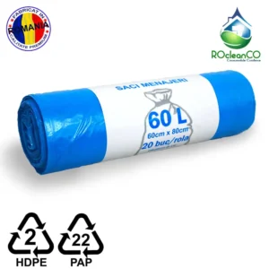 Saci menajeri Albastri 60x80Cm HDPE 60 litri 20buc