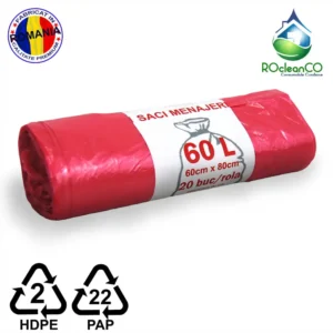 Saci menajeri Rosii 60x80Cm HDPE 60 litri 20buc