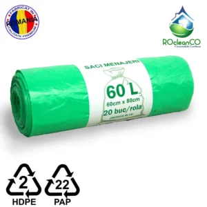 Saci menajeri Verzi 60x80Cm HDPE 60 litri 20buc