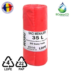 Saci menajeri Rosii 50x70Cm LDPE 35 litri 20buc