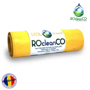 Saci menajeri Galbeni 70x108Cm RocleanCo LDPE 120litri 10buc