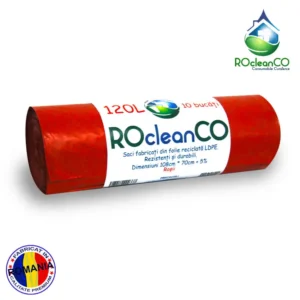 Saci menajeri Rosii 70x108Cm RocleanCo LDPE 120 litri 10buc