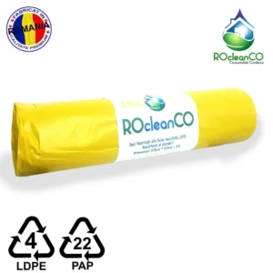 Saci menajeri Galbeni 125x110Cm ROcleanCO LDPE 240litri10buc