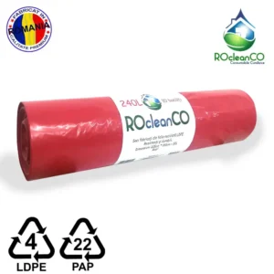 Saci menajeri Rosii 125x110Cm ROcleanCO LDPE 240 litri 10buc