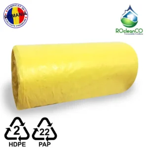 Saci menajeri Galbeni 70x90Cm HDPE 90 litri 50buc