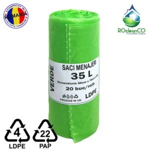Saci menajeri Verzi 50x70Cm LDPE 35 litri 20buc