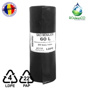 Saci menajeri Negri 60x80Cm LDPE 60 litri 20buc