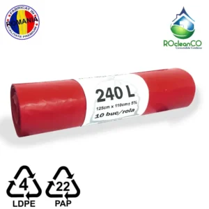 Saci menajeri Rosii 125x110Cm Promo LDPE 240 litri 10buc