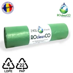 Saci menajeri Verzi 125x110Cm ROcleanCO LDPE 240 litri 10buc