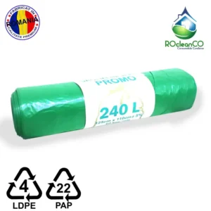Saci menajeri Verzi 125x110Cm Promo LDPE 240 litri 10buc